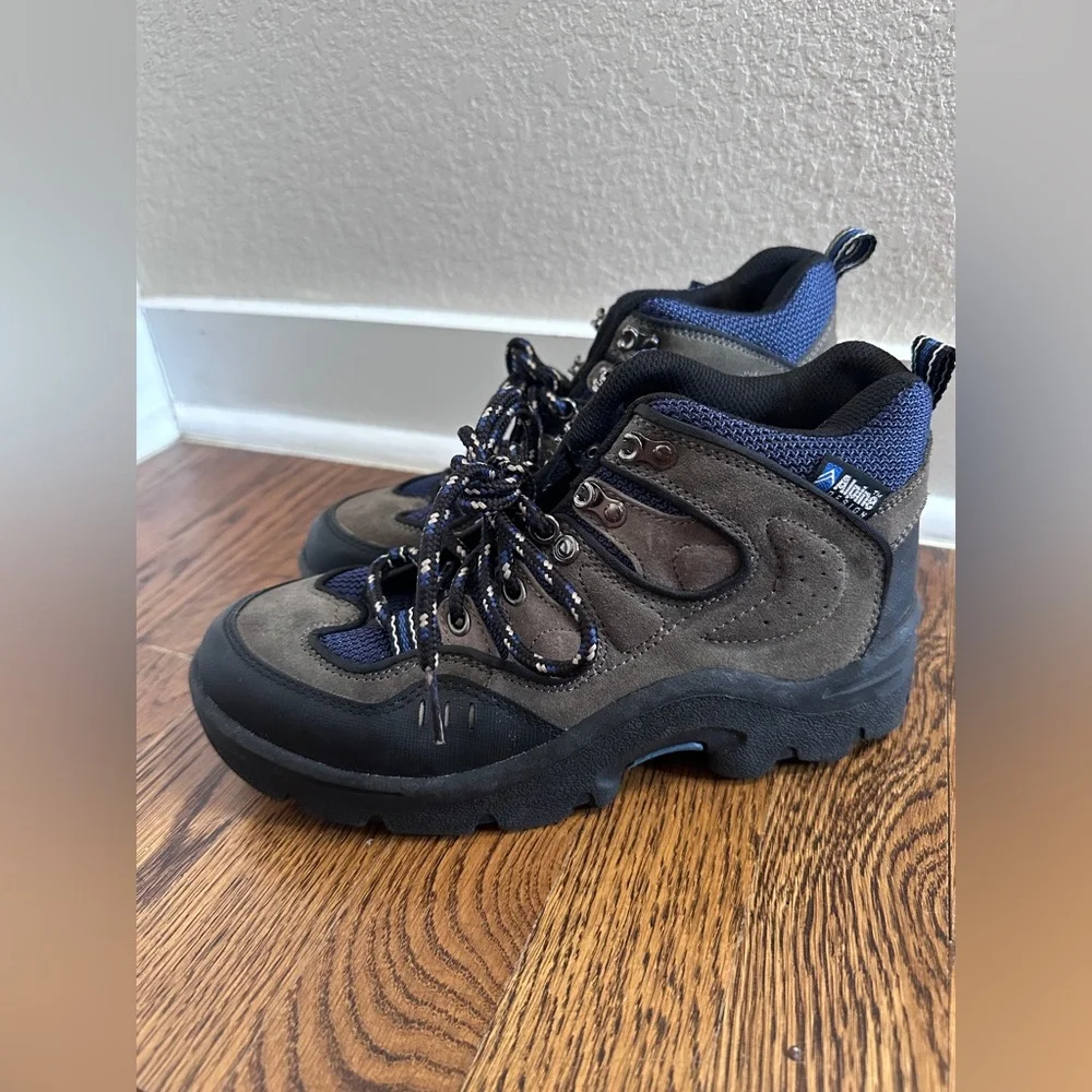 Alpine Womens Black and Brown Leather Hiking Ankle Outdoor Boots size 7.5 - Picture 4 of 8